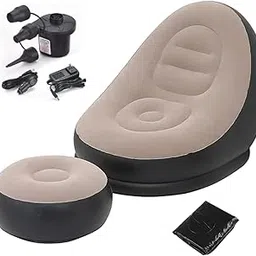 VKluxe Soft 1 Seater Inflatable Sofa with Household Air Pump - Couch Chair for Indoor&Outdoor - Livingroom, Bedroom, Office, Balcony, Garden - PVC Inflatable Recliner Sofa for Ultimate Relaxation-picture-10