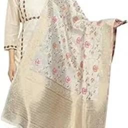 Women's Woven Banarasi Silk Floral Design Dupatta with Thread Work and Zari Motifs - Beautiful Chunni for Girls - Size: 1M x 2.5M in Many Color Options-image-28