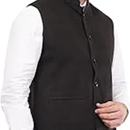 malik's kurta king Men's Tweed Wool Nehru Jacket Waistcoat-picture-20