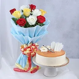 Fnp Happy Fathers Day Butterscotch Cake Mixed Roses-image-43