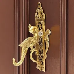 DHARMA IDOLS Brass Parrot Wall Bracket | Decorative Wall Hook for Lamps, Diyas, Temple Bells & Garlands | Traditional Pooja Room & Home Décor Accent | Gold Finish | Height 10 Inch-image-64