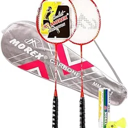 Morex Set of 2 Ultra Lightweight Carbon Fibre Badminton Racket - Full Graphite Strung with Cover Bag & 6 Nylon Shuttlecocks | Professional Badminton Rackets for Beginners & Advanced Players-picture-30