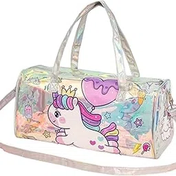 handcuffs Kids Duffle Bag | Shiny Printed Travel Bag with Adjustable Shoulder Strap & Carry Handle | Unicorn, Astronaut, Dragon, Mermaid & More Cute Designs (Unicorn)-picture-13