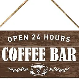 Funny Coffee Bar Sign Decor Coffee Bar Open 24 Houes Farmhouse Coffee Door Sign For Home Kitchen Dinning Room Decor Coffee Decoration Office Coffee Shop Corner Cafe Coffee Lover Gifts 6x12 Inch-image-33