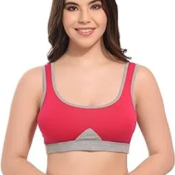 lilysilk Women's Padded Gym Active Sports Bra with Removable Pads/Detachable Pads, Red, 36-picture-17