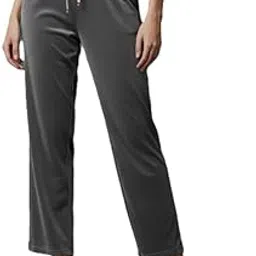 tnq Women's Drawstring Velvet Trouser Pants, Casual Ankle Length Trousers Palazzo, Warm Velvet Palazzo Pants-picture-39