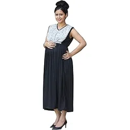 gravidanza9 Women Cotton Material Jersey Stretchable Maternity Pregnancy and Nursing Kurti Gown Maxi Dress-picture-22