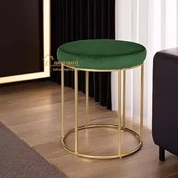 JUMBO CRAFTS Round Metal Sitting Stool Pouffes/Office Stool/Ottoman Stool for Living Room, Bedroom, Hallway Sofa Furniture - Puffy Footrest Stool - (Green)-picture-19