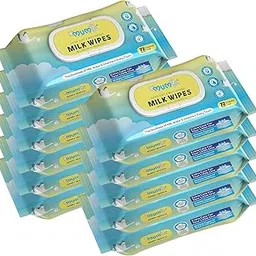 Milk baby wipes | With 99% Pure Water, Milk and Probiotics- 792 wipes| Plant Based Fabric for Sensitive Skin| Prevents irritation & rashes.(72 Each, Pack of 11)-image-17