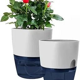 InHydro - Combo of 2 Self-Watering Pots, Durable Plastic Pots, Indoor & Outdoor Use, Home & Office Decor, Plants Not Included, Pot Size: 18 * 15 Cm (White)-picture-15