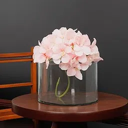 KALAKRITI Cylindrical Shape Galss Flower Vase, Decorative Glass Vase for Flowers Plants Indoor Home Decor Office Dining Table Decorations, Vases for Home Decor, Modern Glass Vase (6Inches, Pack of 1)-picture-13