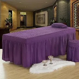 Massage Table Skirt Beauty Bed Cover Valance Sheet Dark Purple-picture-12