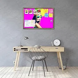 ArtzFolio Lady Disco | Bulletin Board Notice Pin Board | Vision Soft Board Combo with Thumb Push Pins & Sticky Notes | Antique Golden Frame | 24 x 16 inch (61 x 41 cms)-picture-22