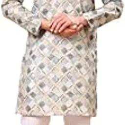 ashak fashions Ashak Men's Traditional Printed Cotton Floral Kurta with Full Sleeves and Knee Length Design | Kurta for Men (Only Kurta) $ASHAK_FA_AL_P image 1