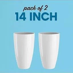 Unikitch Plastic Tower Pot 14 inch Flower Pot for Home Office Garden Balcony (2 Pc Pack) White Colour-image-0