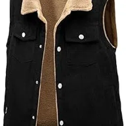 elaccent Men's Winter Velvet Sleeveless Jacket Warm Outerwear with Pockets-picture-29