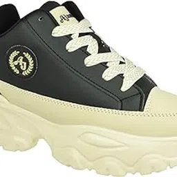 ajanta Women Bold Black Lightning Chunky Sneakers | Stylish,Lightweight,Comfortable,Trendy Streetwear Sneakers-picture-22