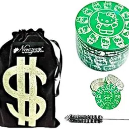 Newzenx Herb Hello Kitty Green Crusher (Grinder 50mm/4 Parts) Incl. Velvet Pouch and Cleaner-picture-23