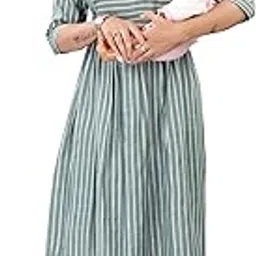 mom&bae Women's Embroidery Flared Maternity Dresses, Feeding Kurti with Concealed Zip-picture-24