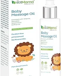 The Eco Mama Baby Massage Oil Infused with 12 Herbs, Desi Ghee, Mulethi Oil & Chamomile (200 ML)| Helps Strengthen Bones and Muscle Development, Softens Baby Skin, Blocks Dryness, Itching & Irritation, Calms & Comforts Baby | Suitable for all skin type-image-38
