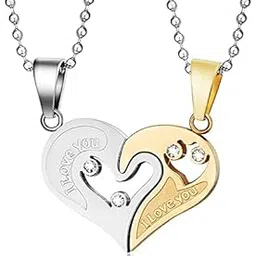 fashion frill Trendy Silver Plated Neck Chain Hug Pendant Heart Necklace For Men Women Girls Boys Valentine Gift For His Her Couple Pendants-picture-38