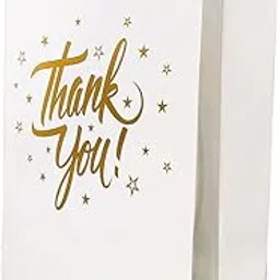 Apex Graphics Thank You Gift Bags - Medium Size White Golden Paper Bags - Pack of 10 - 23x30x9 cm-picture-19