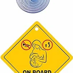 Pregnant On Board Car Hanging Sign 4.7 X 4.7 Inch (Yellow)-picture-47