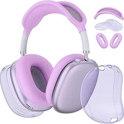 Tobfit Silicone Case Cover for AirPods Max Headphones, Soft Clear TPU Anti-Scratch Ear Pad/Ear Cups/Headband Cover for AirPods Max, Sweat-Proof Transparent Protector Accessories,Light Purple-picture-19