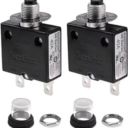 RKURCK - 40 Amp Thermal Switch, Thermal Overload Protector, Manual Reset Button, 32V DC Circuit Breaker, 125/250V AC, 40A, 2 Pack-picture-13