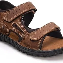 mardi gras Men's Brown Leather Sport Sandals, Adjustable Straps, Rugged Outdoor Sole-picture-30