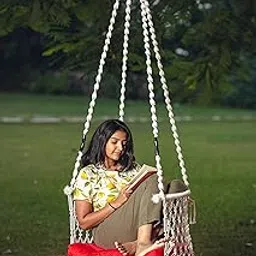 Patiofy Made in India Premium C-Shape Baby Swing Hammock for Home Baby Swing Backyard,with Cushion & Accessories for Baby Swing Indoor Outdoor/150Kg Capacity/Hanging Swing Jhula for Kids,Adults(White)-image-90