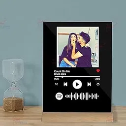 Personalized Gift Glass Art Custom Album Cover Spotify Music Plaque, Personalize Gift with Photo, Gifts for Boyfriend, Wedding, Anniversary, Birthady - Black (6 * 9 Inches)-picture-63