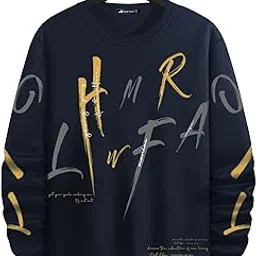 Mens Printed Round Neck Full Sleeve Black and Purple Cotton Slim Fit T-Shirt-image-32