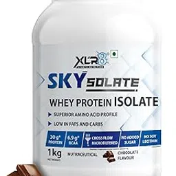 XLR8 Skysolate Whey Protein Isolate 30g Protein, BCAA 6.9, EAA 14.8, Per Serving, No Added Sugar, 28 Servings 1kg, Chocolate-picture-40