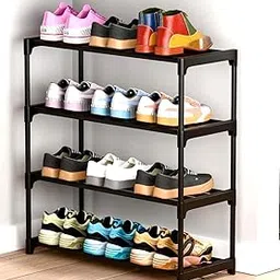 Shoe Rack for Home | 4 Tier Plastic Shoe Stand | Multipurpose Foldable & Stackable Shoe Storage Organizer | Lightweight Durable Shoes Rack for Bedroom, Entryway, Hallway Furniture (4 SELF)-image-90
