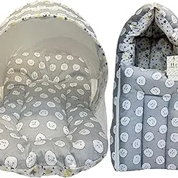 Infantbond Cotton Baby Sleeping Mattress with Net Bedding Set | Carry Bag Cum Carry Nest(0-6 Months) (Net & Sleep(Sheep Gray)), Casual-picture-25