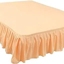 Peach Bed Skirt Ruffle - Dust Ruffle - Easy Fit with 16 Inch Tailored Drop - Shrinkage and Fade Resistant with 600 TC 100% Egyptian Cotton 16'' Frill bedsheet Skirt-image-90