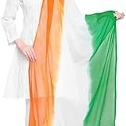 lbex Women's Tie-Dye Chiffon Fabric Dupatta Tricolour Tiranga chunni 2.25 mtr (REPUBLIC,INDEPENDENCE DAY SPECIAL)-picture-57