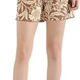 Viscose Lounge Shorts Above Knee for Women| Breathable, Mid Rise, Brown-image-32