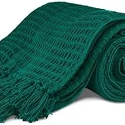 XY DECOR Cotton Throw Blanket,125x150 cm, Throws for Sofa and Couch 3 Seater 120 TC with Fringes (Colour : Dark Green)-picture-23