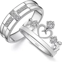 zoey Trendy Heart Crown & Cross Design Adjustable Couple Rings-picture-25