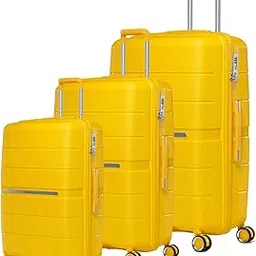 maleta Pearl Set 20"+24"+28" inch | Hardcase Luggage | Trolley Bags for Travel | Luggage Bags for Travelling | Suitcase (Set of 3 (Small+Medium+Large), Yellow)-picture-10