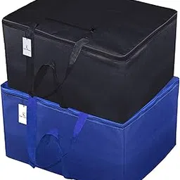 Kuber Industries 2 Pieces Rexine Jumbo Attachi Bag Travel Handbag Storage Carrying Bag, Blanket Cover, Duffle, Travel Multi-Purpose Bag (Royal Blue & Black) CTKTC134740-image-20