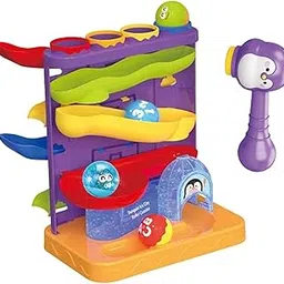 bnf Marble Run Toy Development with Balls Montessori Toy for Boys Girls Children | Baby | Toys for Baby | Other Toys for Baby | 1 Marble Run toy1 hammer1 car3 Electronic Roller ball3 Roller Ball-image-1