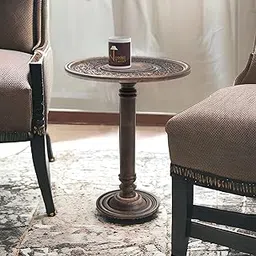 Wooden Twist Sculpte Hand Carved Solid Wood Foldable End Table Rustic Accent Table for Living Room, Bedroom Space-Saving Contemporary and Modern (Antique Brown)-picture-30