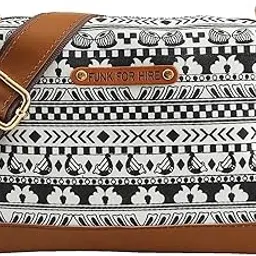 funk for hire Women Printed Canvas Small Mini Compact Box Sling Crossbody Bag with Wide Broad Strap-picture-11