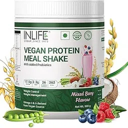 INLIFE Plant Based Meal Replacement Shake | Plant Protein Powder (17.5 Protein) Sugar Free, Lactose Free | Added Probiotics, 500g (500g, Mixed Berry)-picture-20