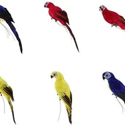 6pcs Realistic Macaw Parrot Artificial Feather Bird Animal Ornament Toy |6 Pieces Realistic Macaw Parrot-image-45