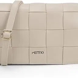 metro Women Off-White Casual Pu Soft Body Magnet Closure Solid Sling Bag With 2 Pocket And 1 Compartments (66-689)-picture-11