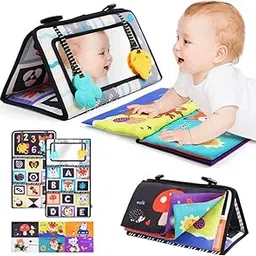 Jinglers 5 in 1 Cloth Book for Babies Including Detachable Story Book and Teethers | Tummy Time Mirror | High Contrast Early Development Toy for Sensory Play | Newborn Gift | Infant &Toddler Toy-picture-11